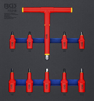 Modulo per carrelli portautensili 2/3: serie di chiavi a bussola per elettricisti (3/8) / (1/2) esagono interno 4 - 10 mm 10 pz