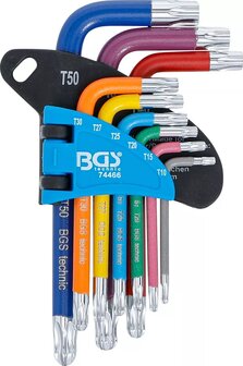 Serie di chiavi ad angolo multicolore corta profilo a T (per Torx) con testa sferica T10 - T50 9 pz