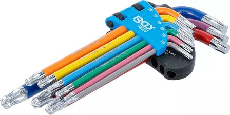 Serie di chiavi ad angolo multicolore profilo a T (per Torx) con testa sferica T10 - T50 9 pz