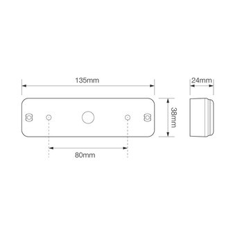 Fanale posteriore 12/24V 3 funzioni 135x38mmcon supporto nero