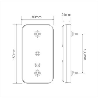 Fanale posteriore 12/24V 4 funzioni 80x150mm LED