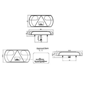 Fanale posteriore 6 funzioni 296x142mm 32LED 32LED destra