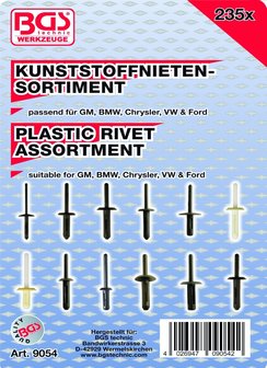 Assortimento rivetti in plastica per GM, BMW, Chrysler, VW, Ford 235 pz