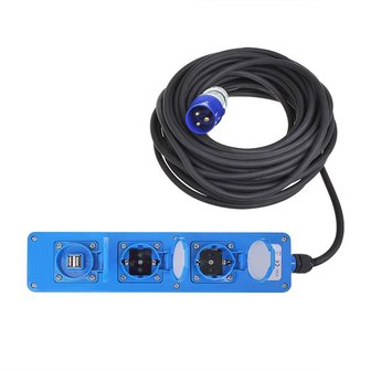 Presa CEE a 3 vie 20M (2xSchuko  1x2-USB)