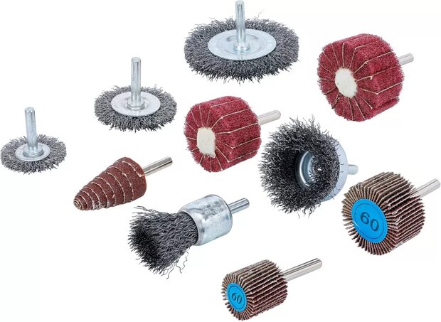 Set di spazzole e mole abrasive lamellari 10 pz