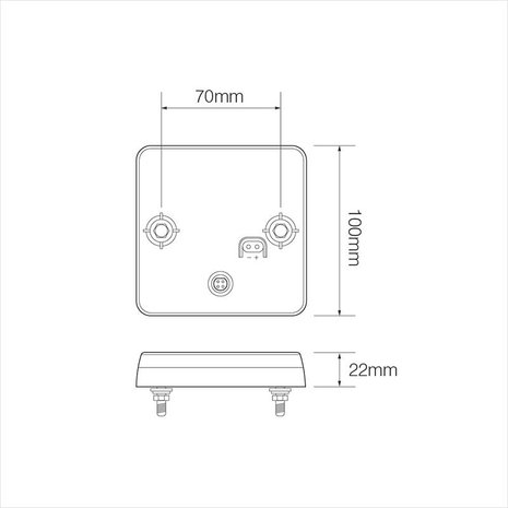 Fanale posteriore 12/24V 4 funzioni 100x100mm LED