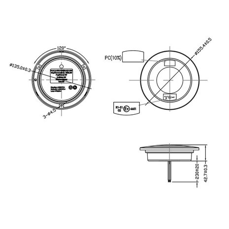 Fanale posteriore 3 funzioni 122mm 24LED cromato 24LED cromo