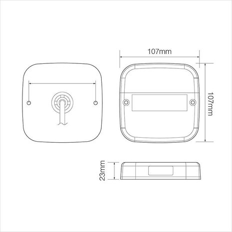 Fanale posteriore 12V 5 funzioni 107x107mm 8LED