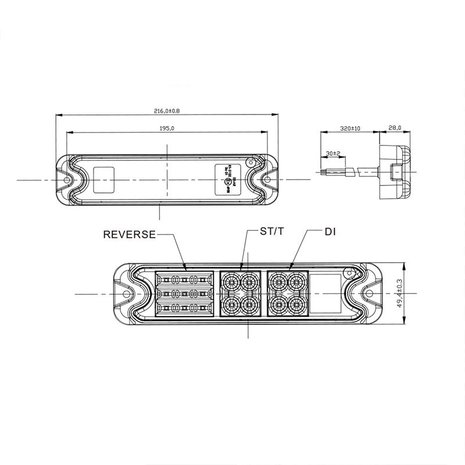 Fanale posteriore 5 funzioni 192x51mm 21LED 21LED