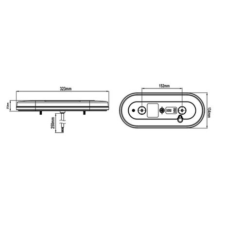 Fanale posteriore 6 funzioni 323x134mm 54LED 54LED destra