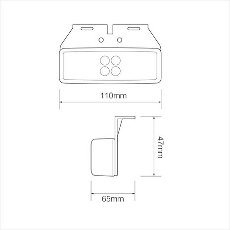 Lampada di segnalazione 12/24V rosso 110x40mm LED 110x40mm con supporto