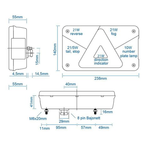 Fanale posteriore Aspock Multipoint V sinistro