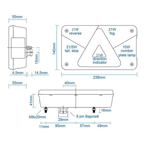 Luce di coda Aspock Multipoint V destra