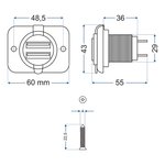 Doppia scatola da incasso USB 2100mA 12V/24V