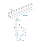 Rotaia per tende in alluminio 180° 100 x 2,6 cm