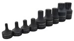 Set di punte scanalate Stubby Impact da M4 a M18 Profilo basso 9 pezzi