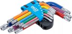 Serie di chiavi ad angolo multicolore corta profilo a T (per Torx) con alesatura T10 - T50 9 pz