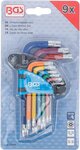 Serie di chiavi ad angolo multicolore corta profilo a T (per Torx) con alesatura T10 - T50 9 pz