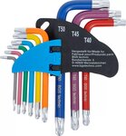 Serie di chiavi ad angolo multicolore corta profilo a T (per Torx) con testa sferica T10 - T50 9 pz