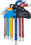 Serie di chiavi ad angolo multicolore profilo a T (per Torx) con testa sferica T10 - T50 9 pz