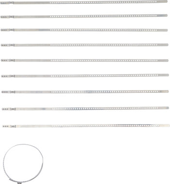 Serie di fascette per cuffie elastiche acciaio inox 7 mm 50 - 120 mm 10 pz