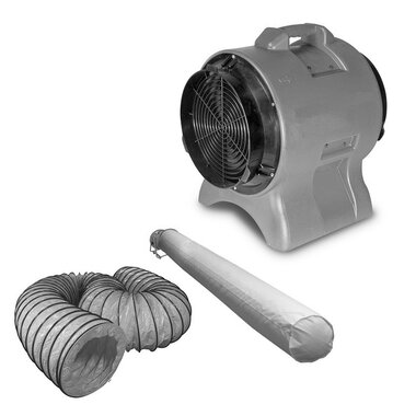 Ventilatore 300 mm - 750 W con tubo di scarico e sacchetto filtrante