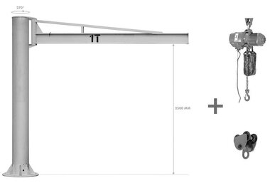 Set di gru a colonna a rotazione 1ton paranco elettrico a catena 1ton con gancio