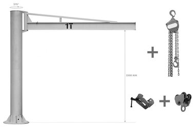 Set di gru a colonna girevole 1ton paranco a catena manuale 1ton