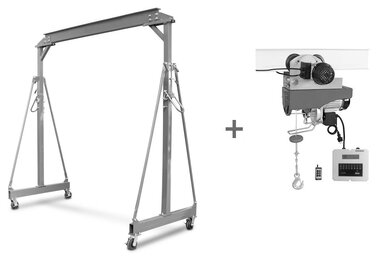 Gru a cavalletto 2t + paranco elettrico e carrello 500/1000kg